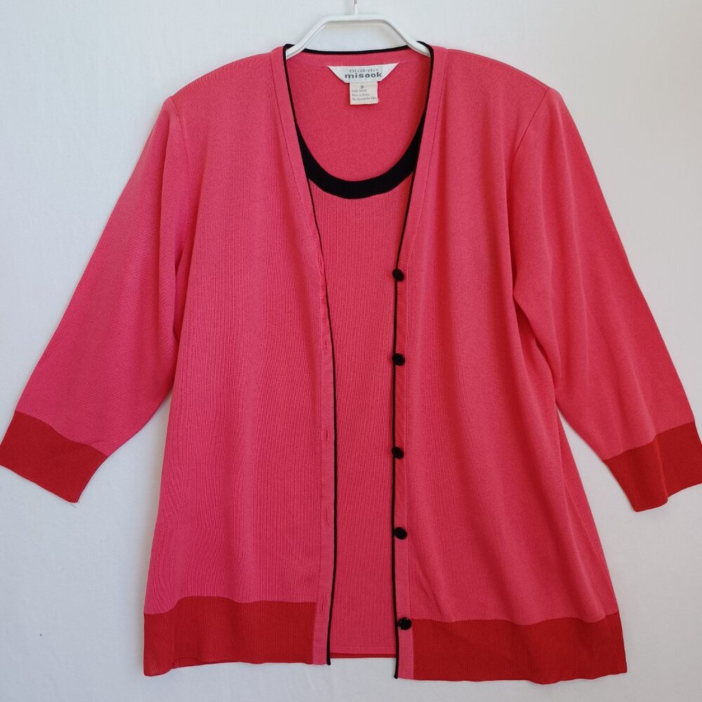Misook Sweater Set Twin Set Knit Cardigan and Tank Womens Small - Picture 3 of 16